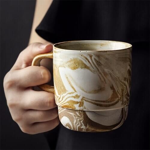 Japanese Handmade Coarse Pottery Coffee Mug Creative Retro Household Couple Breakfast Milk Cup Ceramic Teacup Office Drinkware