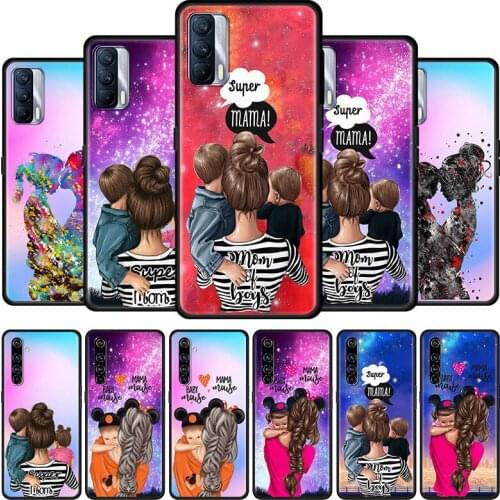 Super Mom Baby Girl Boy Cell Phone Case for Realme 6 7 8 C3 C21 XT 5 X7 X50 Pro 5G C11 7i C15 C20 C20A C21Y GT Master Cover