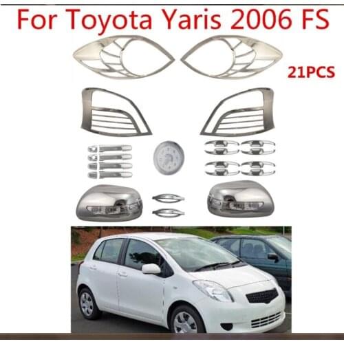 For Toyota Vitz Yaris 2005 2006 2007 FS High-quality 21PCS ABS Chrome plated trim accessories plated car styling head lamp cover