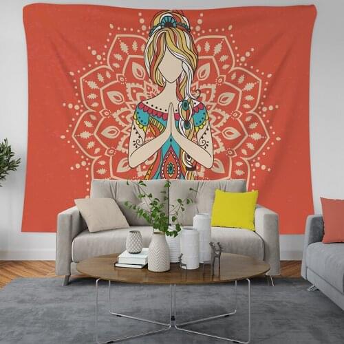 Indian Buddha 7 Chakra Tapestry Wall Hanging Artistic Decor Cloth Tapestries Psychedelic Yoga Tapestry Mandala Wall Carpet