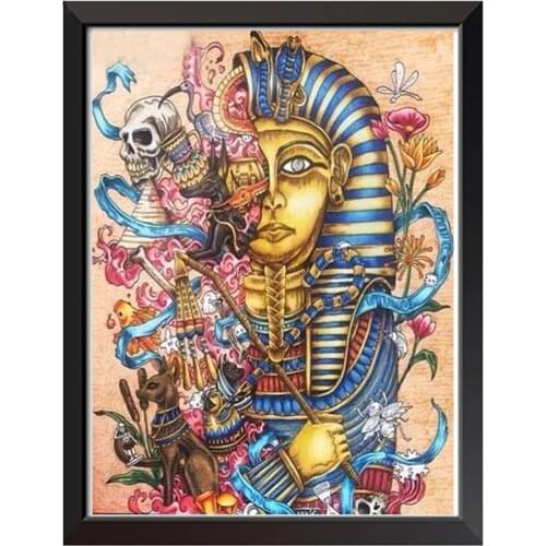 KUFWEY Egyptian Pharaoh Skull Picture Wall Diamond Art Diamond Mosaic Diamond Painting Pattern Embroidery Home Decoration