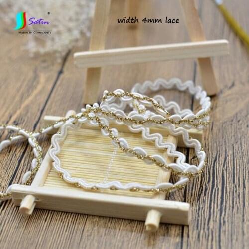 Lace Accessories Material Dance Clothes Coat Hat Pants Sew Decoration Width 4mm Mini White Gold Line Wave Doll Lace A0623nam