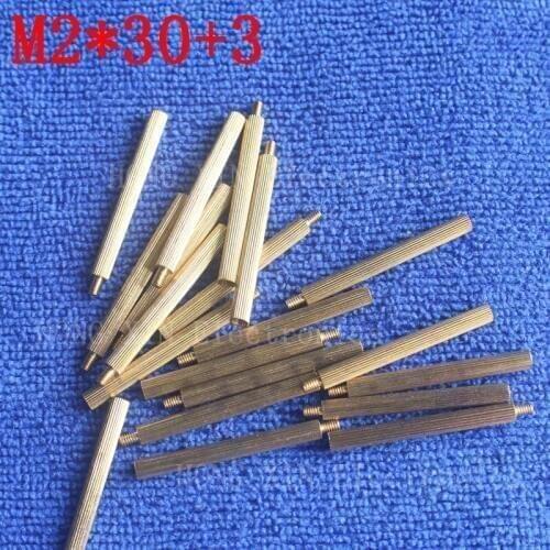 M2*30+3 10Pcs brass Standoff 30mm Spacer Standard Male-Female brass standoffs Metric Thread Column High Quality 10 piece sale