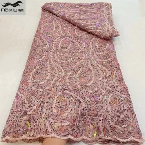 Madison African Sequins Lace Fabric 2021 High Quality Lace French Embroidery Tulle Lace Fabric For Nigerian Wedding Dress