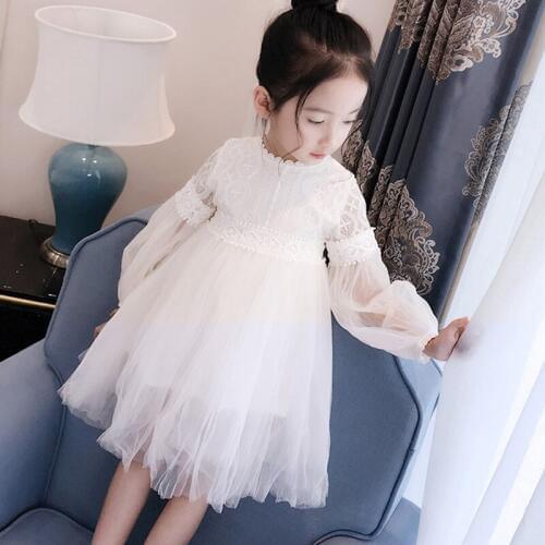 2020 Spring Summer Little Girls Long Sleeved Sweet Dress Childrens Embroidered Tulle Princess Dresses Kids Gauze One-Piece X321
