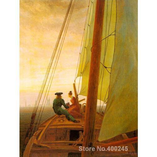 On board of a Sailing Ship Caspar David Friedrich painting for living room decoration High quality