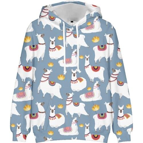 2020 New Product Design Alpaca 3D Printed Sweatshirt Ladies Hoodie Clothing Casual Wear Women Boysgirl Long Sleeve Hooded Sweet