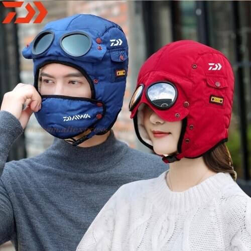 Daiwa 2020 New Ear Caps Winter Warm Cap Men Outdoor Hats for Women Waterproof Thickened Hood Hat with Glasses Cool Balaclava