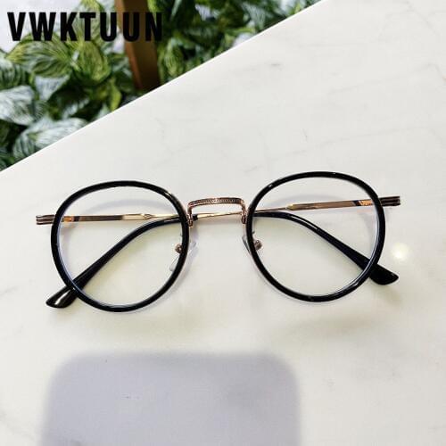 VWKTUUN Anti Blue Light Women Round Eyeglasses Frame Mens Optical Glasses Frame Retro Computer Glasses TR90 Glasses Frames