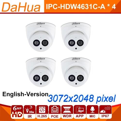 DH 6MP IP Camera IPC-HDW4631C-A Upgrade From IPC-HDW4431C-A POE Mini Dome Cam Built-in MIC CCTV Camera Metal 4pcs/lot Wholesale