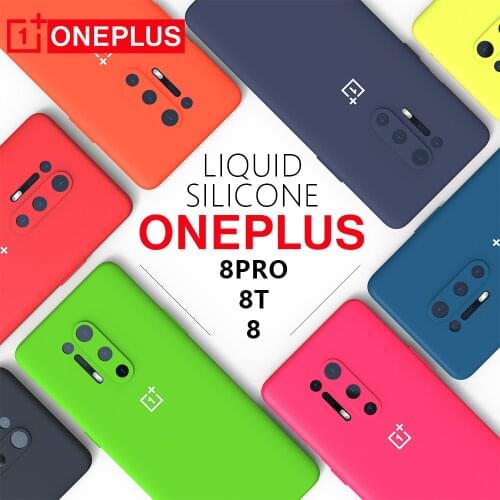 Original OnePlus 8 PRO Case Liquid Silicon Back Cover For One Plus 8PRO 8T 8 Soft Case Shockproof Full Protectiver Case