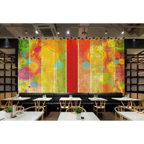 Custom retro wallpaper,Colorful circle stripes,3D photo mural for living room bedroom restaurant background wall PVC wallpaper