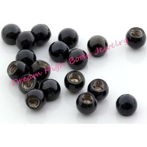 Screw Black Ball Round Bead Steel Navel Nose Body Piercing Jewelry Lip stud Barbell Eyebrw Ring 16G 2mm 2.5mm 3mm ball accessory