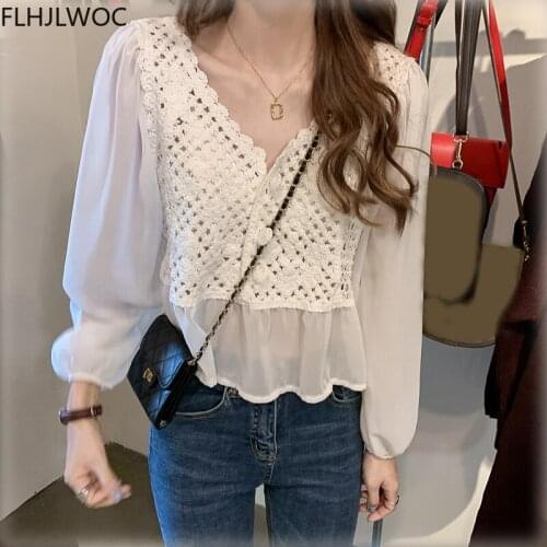 Japanese Style Korea Chic Tops Blusas Women Casual Cute Sweet Girls Lovely Hollow Out Peplum Short Single Breasted Button Shirts