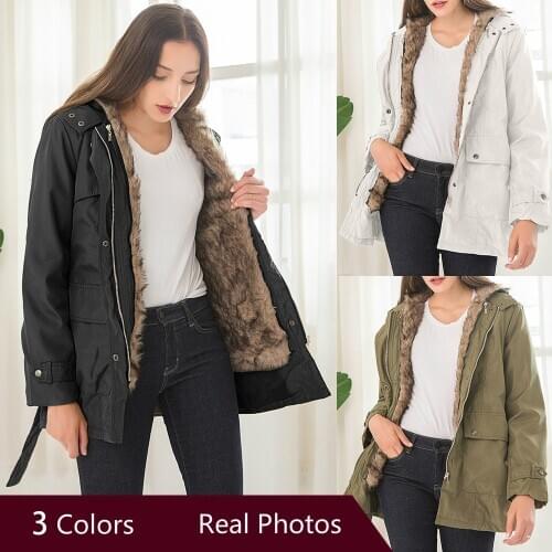 Warm Cotton Hooded Jacket Casual Fluffy Womens Coats Winter Long Sleeve Black Girl Parka Femme Overcoat Women Plus Size 2xl 3xl