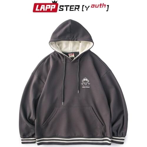 LAPPSTER-Youth Men Harajuku Sweatshirts Hooded Hoodies 2021 Autumn Mens Streetwear Patchwork Printed Pullover Man Graphic Hoodie