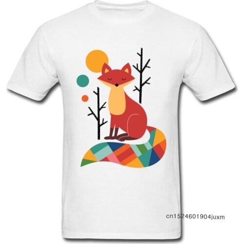 Tops Men TShirt Rainbow Fox Youth T-Shirt Casual T Shirt Lovers Day High Quality Tees Short Sleeve 100% Cotton Crewneck Clothes