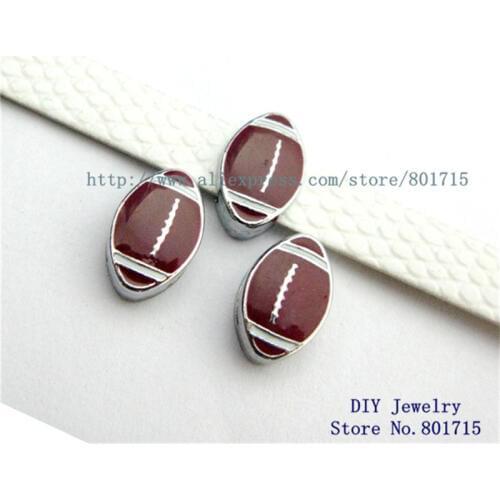 Football Internal Dia. 8mm slide Charms fit 8mm wristband petcollar keychain 10pcs Jewelry Findings