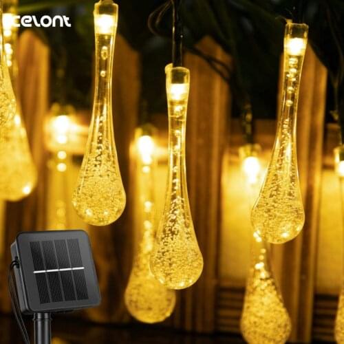 Raindrop Solar Lamp String Lights Outdoor Waterproof Christmas Garden Light Lawn Courtyard Solar Bulb Decoration