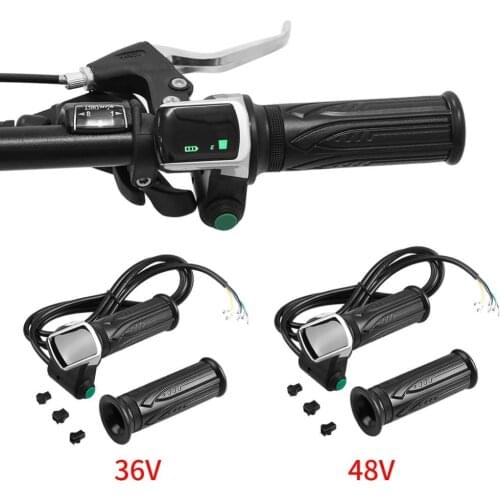 1 Pair 36/48V Electric Bike Throttle Grip Waterproof LCD Display Electric Bike Throttle Handlebar Grip Ebike Throttle Handlebar