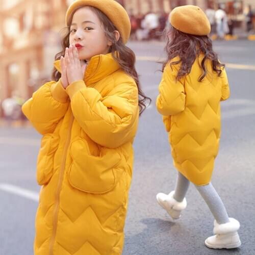 Age For 4-13 Years New Winter Girls Coat Fahion Thick Warm Outwear Baby Girl Solid Color Down Jackets Kids Girls Outerwear