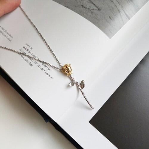 WTLTC 100% 925 Sterling Sliver Rose Flower Chokers Necklaces for Women 3D Charm Pendant Necklaces Layered Choker Initial Jewelry