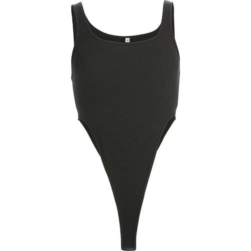 Womens Sexy U Neck Sleeveless Bodysuit, Solid Color Stretch Bottoming Vest Rompers