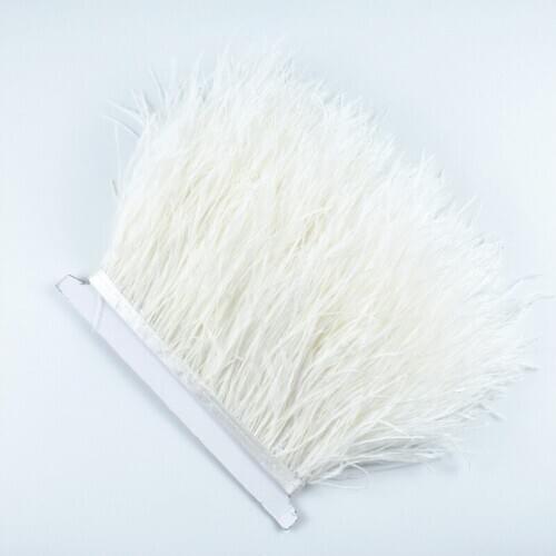 1M 5M 10Meter 8-10CM White ostrich feather trims natural Black ostrich feather For Crafts ribbon fringe for skirt DIY clothing