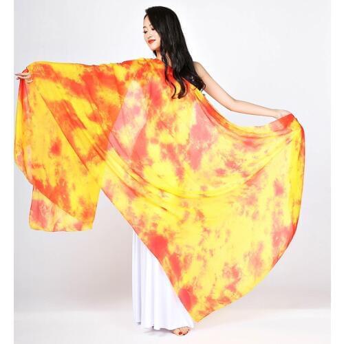 100% Silk Stage Performance Dancewear Accessories Tie Dye Light Texture Veil Shawls Women Scarf Costumes Belly Dance Veils