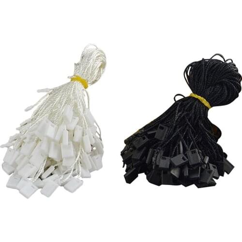 1000Pcs/Pack High Quality Clothing Hang Tag String Nylon Black String With Push Locker String Snap Lock Price Hangtag Seal Tag