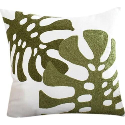 2PCS Cotton Green Embroidery Romantic Throw Pillow Nordic Cushion Cover Decorative Super Luxury Pillow Sham Sofa