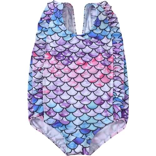 2021 Summer Baby Kids Girls Swimwear Fashion Fish Scales Print One Piece Bathing Suit Swimwear Swimsuit Kids Swimwear For Girls