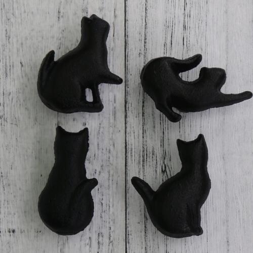 4PCS Creative wardrobe drawer cat handle retro black cast iron handle cabinet knobs
