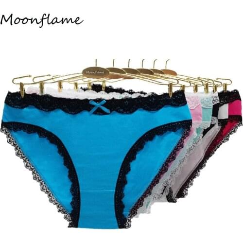 Moonflame 5 Pcs / Lots New Arrival 2021 Lingerie For Women Sexy Lace Briefs Panties 89477