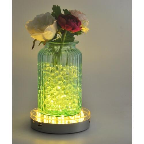 6inch Super Bright Under Vase LED Light Base 3AA Battery Operated 31pcs White LED Light Bulbs For Wedding Decoration