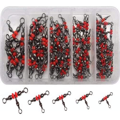 80pcs/Box Three Way 3 Way Cross-Line Barrel Swivels Red Brass Fishing Rolling Triple Swivel Fishing Tackle Line Connector