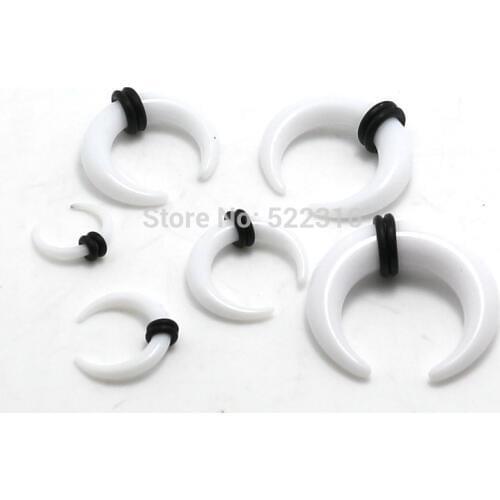 White 12pcs 2mm-8mm acrylic buffalo horn pincher ear tapers plug stretcher body piercing jewelry wholesale mix lots
