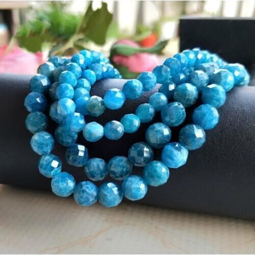 Loose beads Apatite round faceted blue 2/3/4/6/8/10mm 14inch for DIY jewelry making FPPJ wholesale beads nature