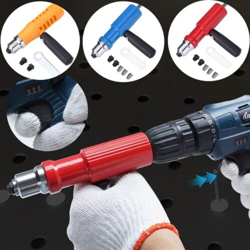 Electric Rivet Nut Gun Riveting Tool Set Insert Nuts Riveter Drill Adapter Kit No Skidding and Quick Back Nail Feature