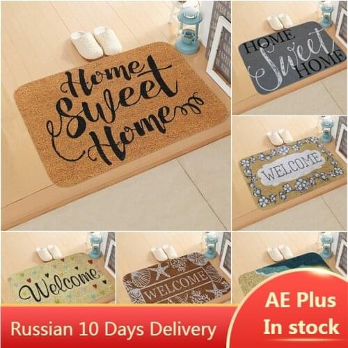 Flannel Entrance Doormats Anti-Slip Welcome Floor Mats Absorbent Bathroom Door Mat Printed Bedroom Sweet Home Rugs 40x60cm