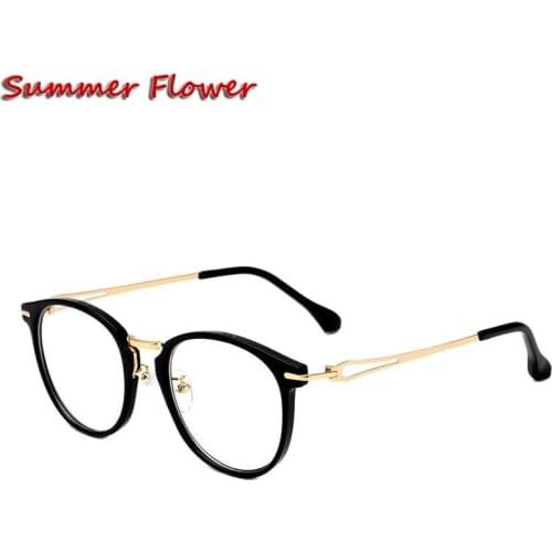 Summer Flower Brand Stainless Round Frame armacao oculos de grau Quality Frames Female Retro Eyeglasses Vintage Eye Glasses