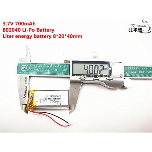 5pcs Liter energy battery Good Qulity 3.7V,700mAH,802040 Polymer lithium ion / Li-ion battery for TOY,POWER BANK,GPS,mp3,mp4