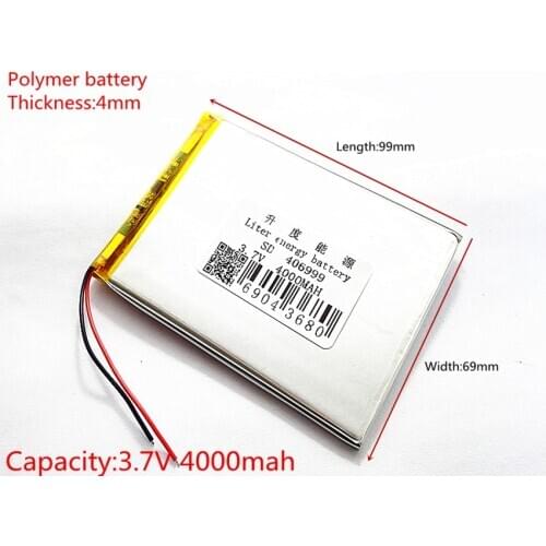3.7V 4000MAH 406999 Lithium polymer Battery with protection board For MID 7inch Tablet PC Free Shipping