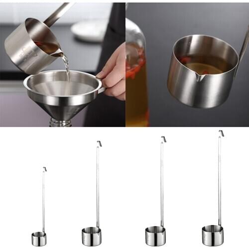 Lovoski Stainless Steel Long Wine Dipper Spoon Flat Bottom Sauce Ladle Hook