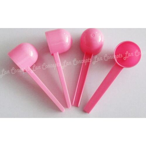 100pcs/lot 10ML Plastic Measuring Scoop 5g Pink Measure Spoons 5 gram HDPE Spoon - free shipping