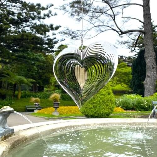 Metal Heart Wind Spinner Garden Chimes Hanging Ornaments for Outdoor Backyard Bedroom Living Room Window Decor