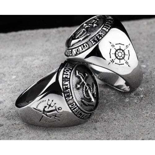 Fashion Viking Anchor Trident Totem Rings for Mens Creative Classic Jewelry