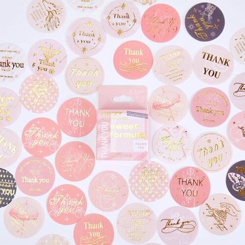 46 pcs/box Thank you Stickers Mini Round sticker Decorative Scrapbooking Journaling supplies