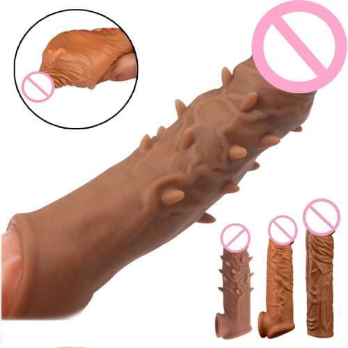 Soft Silicone Penis Extender Reusable Condoms Penis Sleeve Dick Cover Dildo Enlargement Male Cock Ring Adult Sex Toys For Men