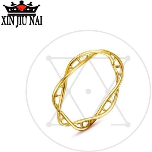 2020 new hot selling simple wild fashion network celebrities with the same life 1953 DNA double spiral yellow female gold ring